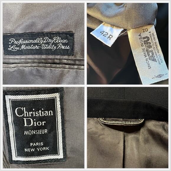 Vtg Christian Dior Monsieur 44R Black Gold Tone Buttons Designer Blazer Coat - Picture 16 of 16